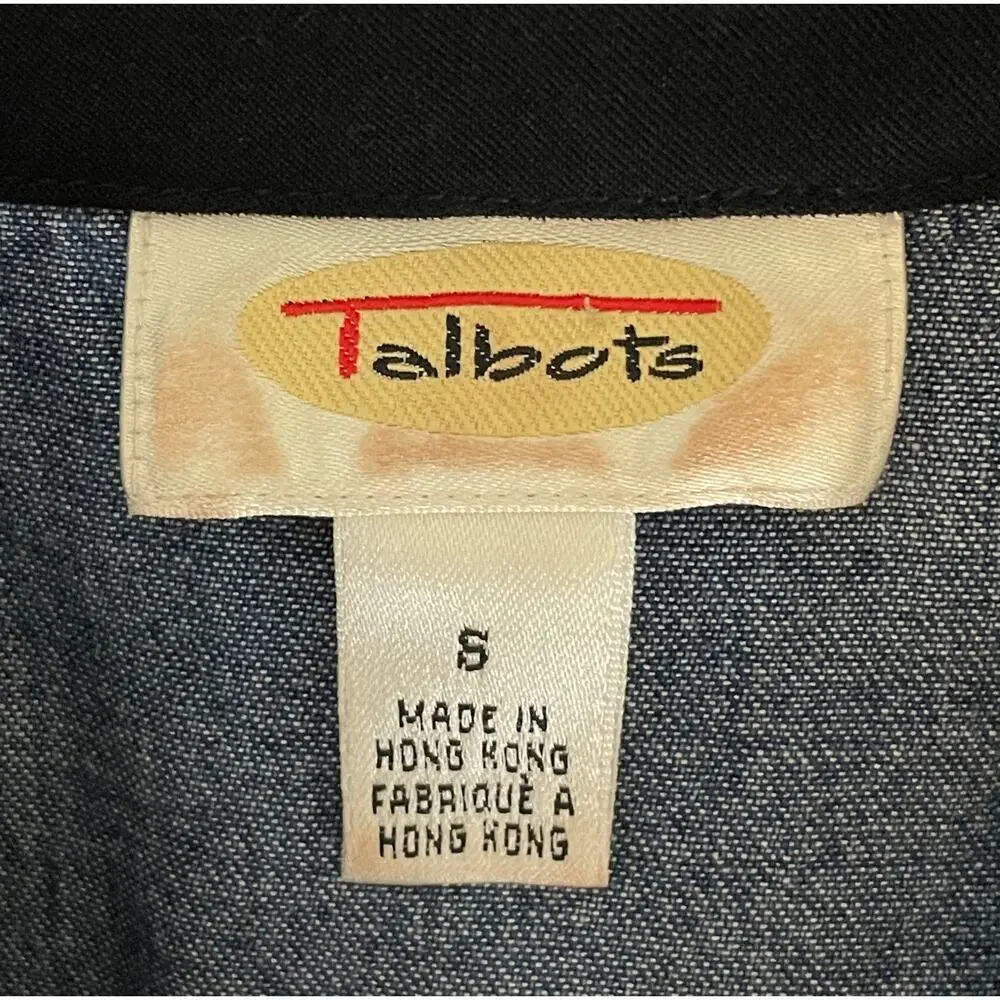 Talbots Button Front Denim Vest Blue Small Y2K Classic Professional Vintage Y2K